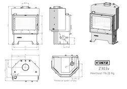 Krb - krbová vložka Z 303 V s výměníkem rozměry